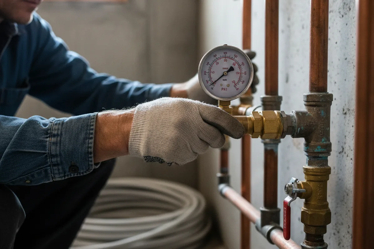 Pressure testing a repaired line during Water Line Repair in Walls